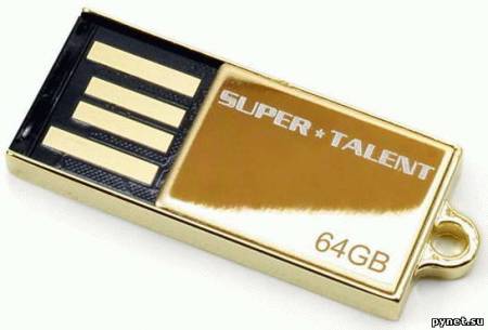 Золотая флешка Super Talent Special Edition Pico-C объёмом 64 Гбайт